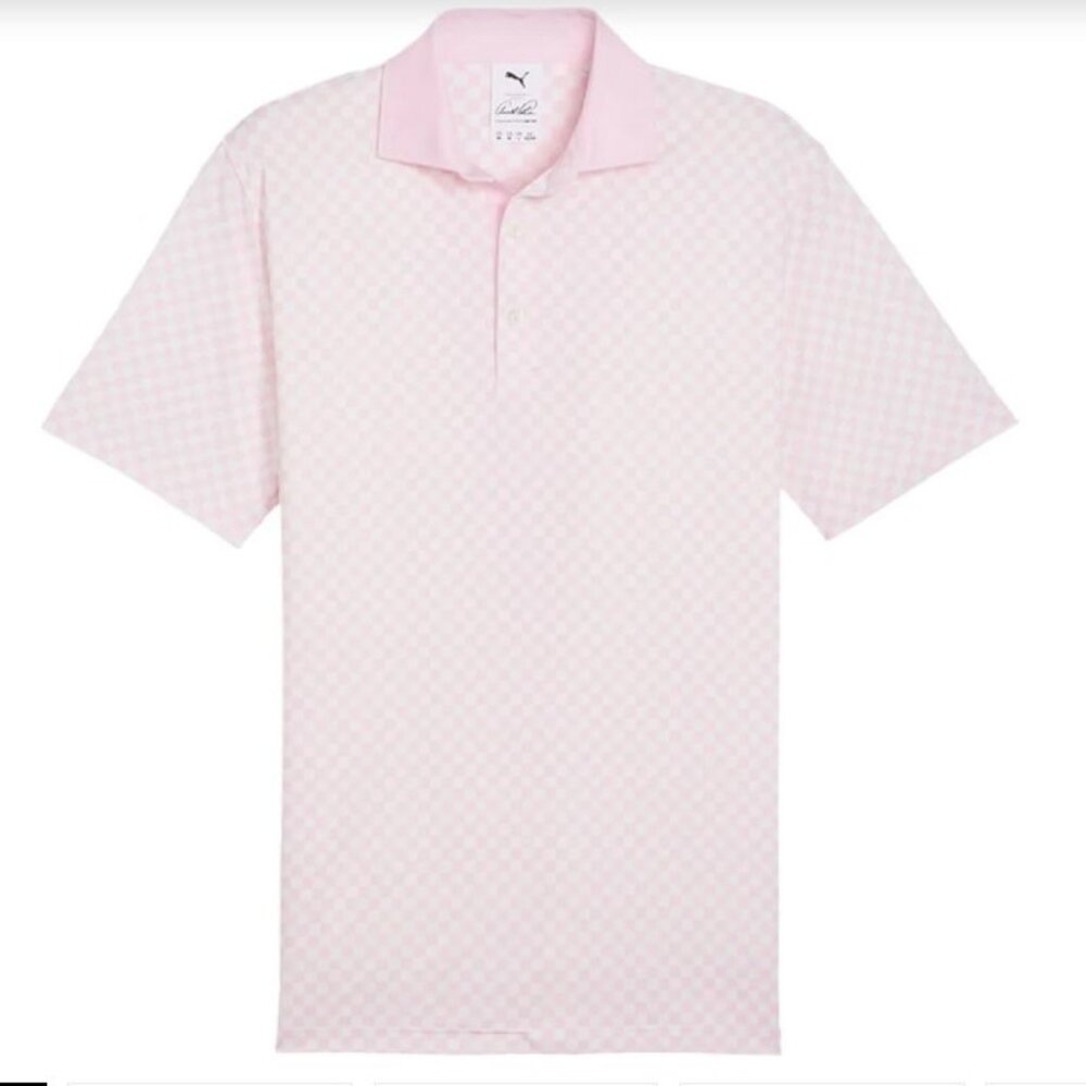 PUMA x Arnold Palmer Men's MATTR Checkered Polo Shirt Tech Performance Size S